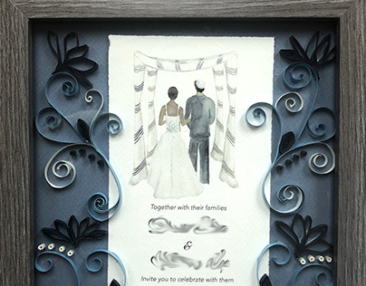 Paper quilled wedding invitation and invitation design