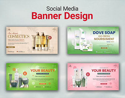 Social Media Cosmetics Banner Design Template...