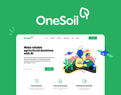 A website for OneSoil, the agricultural platform