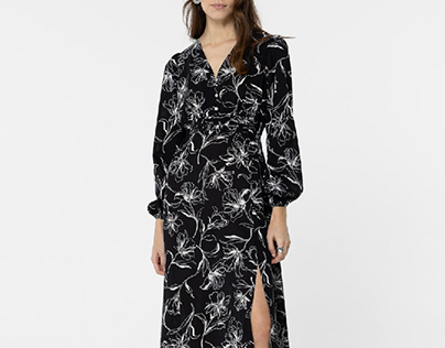 Printed Midi Dress w/ Slit | Vilanova Woman SS24