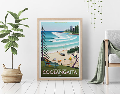 Coolangatta Surf Art Poster