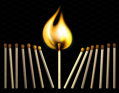 Matchsticks and fire. Vector illustrations