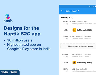 Designs for the Haptik B2C App
