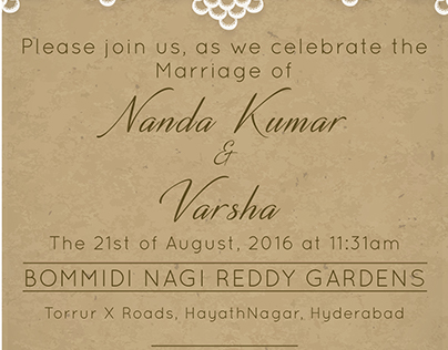 Nanda Kumar's Marriage Invite.