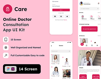 Care+ Online Doctor Consultation App UI Kit