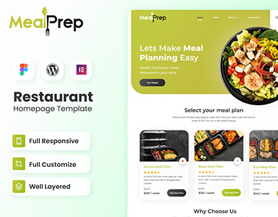 Mealprep WordPress website Figma UI Template