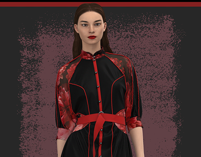 Digital Fashion - Red Peony Piper Dress