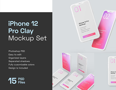iPhone 12 Pro Clay Mockup Set