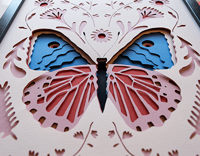 Butterfly, cut and stacked paper