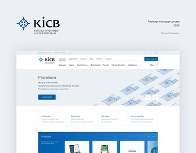 KICB bank site home page redesign concept