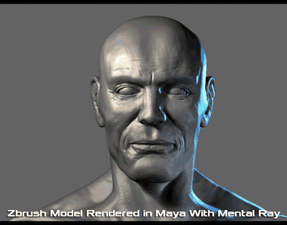 Zbrush bust sculpt rendered in Maya (animated GIF)