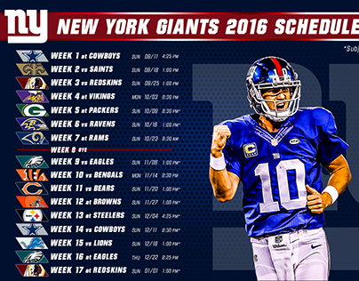 NY Giants 2016 Schedule Graphics