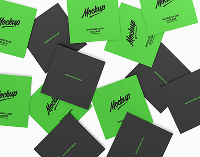 Free Square Business Cards Mockup