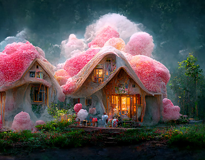 Cotton candy houses