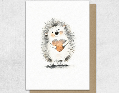 Hedgehog greeting cards illustratins