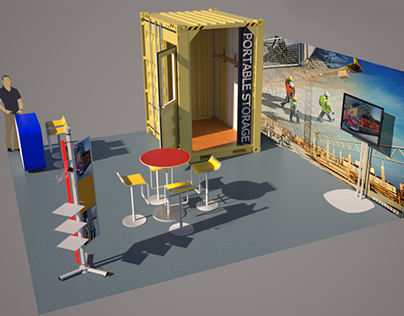 20ft Trade Show Booth Mockup – 3D Rendering