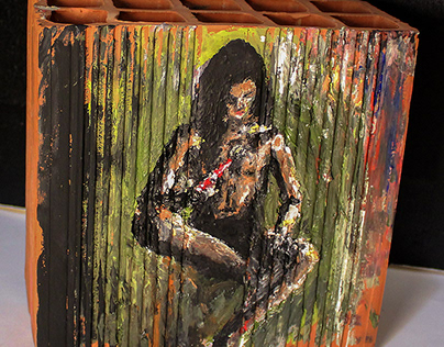 Project thumbnail - Oil painting on brick - self-portrait