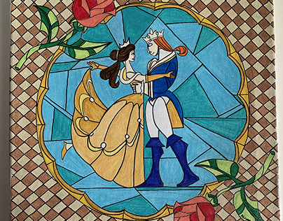 Stained Glass Beauty and the Beast