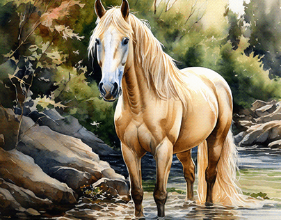 Beautiful Perfect Palomino Horse standing