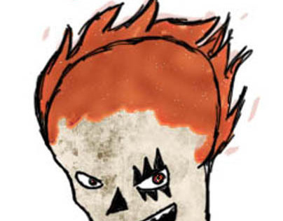 Flaming Skeleton Head