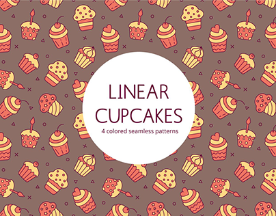 linear Cupcakes Vector Free Seamless Pattern
