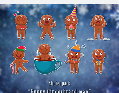 Sticker pack "Funny Gingerbread man"