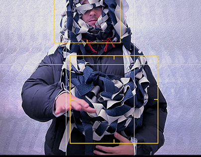 Knitted Balaclava + Pouch /kangaroo concept/ Photoshoot
