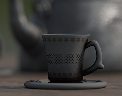 Cup and Rustic Kettle 3D Model