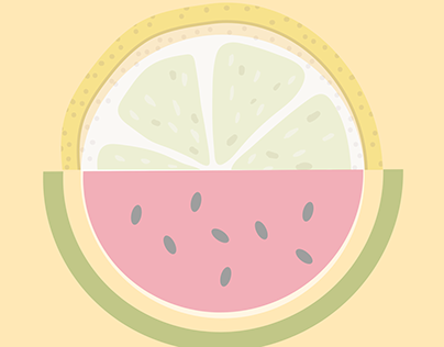 a lemon and watermelon together as one