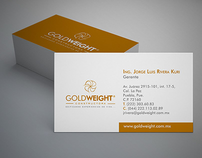 Goldweight - Tarjeta de Presentación, Hoja y Folder.