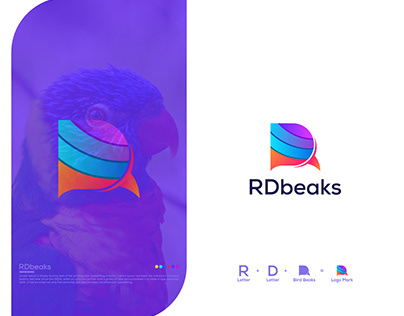 R plus D letter beaks logo mark RDbeaks