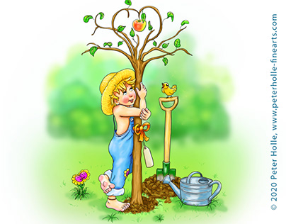 Little gardener - I love my little new tree
