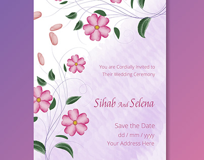 water color floral wedding invitation design