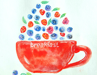 red cup full of berries. food illustration