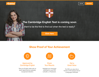 Cambridge Certificate landing page for beta test