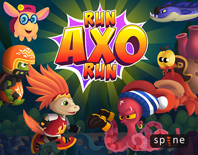 Run Axo Run - game concept art and animation