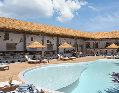 Bar & swimming pool of hotel "Seaesta".