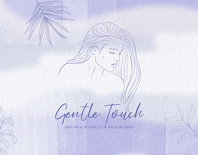 Gentle touch. Female and plants line art