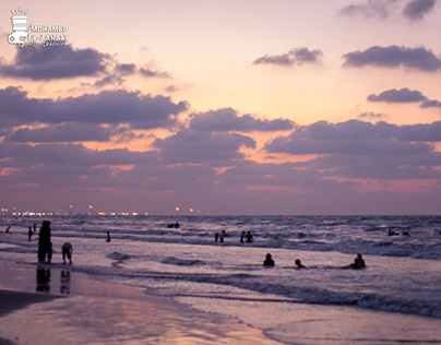 Port Said beach after sunset
