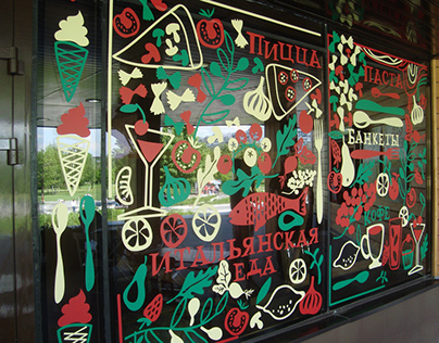 Decoration window for cafe "Mercato"