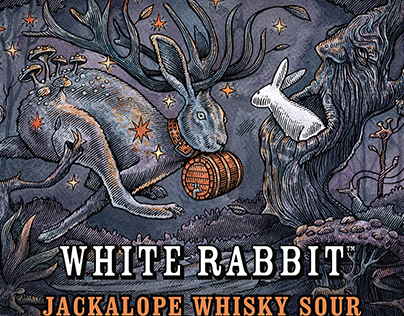White Rabbit Jackalope Label Rendered by Steven Noble