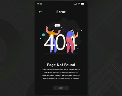 404 Error Design 
And dark mode