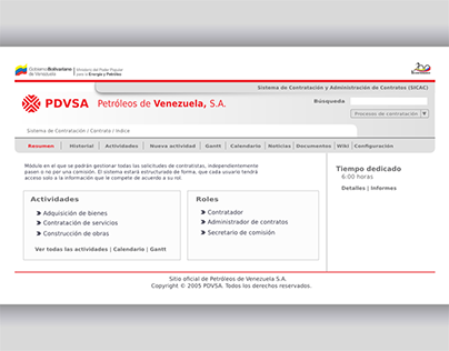 PDVSA. Diseño de IGU Web de SICAC