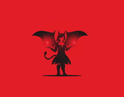 Devil Girl Holding 2 Powerfull Orb Logo ( For Sale )