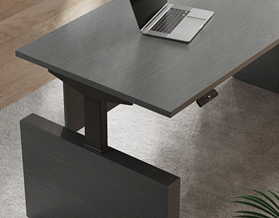 Height-adjustable Grey Oak Desk