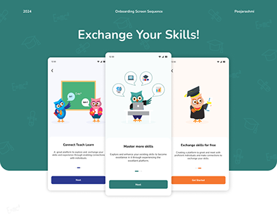 Onboarding Screen Sequence for Skill exchange app