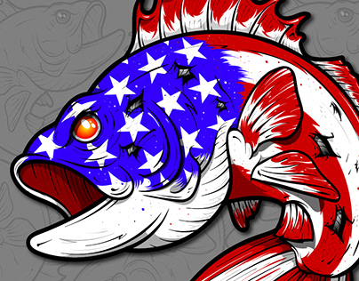 Bass Fishing Patriot! Branded Illustration Project