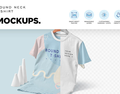 Modish Round Neck T-Shirts Mockups