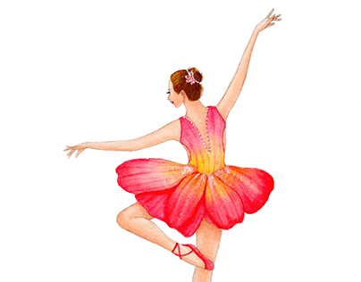 Ballerina wearing a red orchid dress