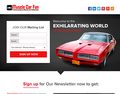 Muscle Car Fan A to B Landing Pages